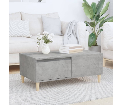 Mesa de centro madera contrachapada gris hormigón 90x50x36,5 cm