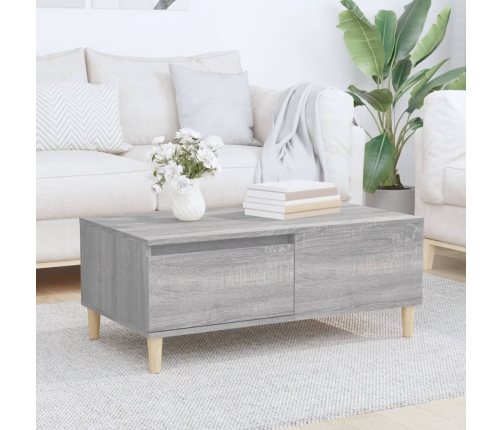 Mesa de centro madera contrachapada gris Sonoma 90x50x36,5 cm