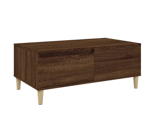 Mesa de centro madera contrachapada marrón roble 90x50x36,5 cm