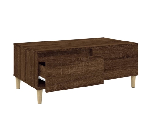 Mesa de centro madera contrachapada marrón roble 90x50x36,5 cm