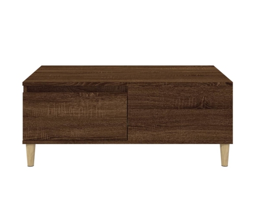 Mesa de centro madera contrachapada marrón roble 90x50x36,5 cm