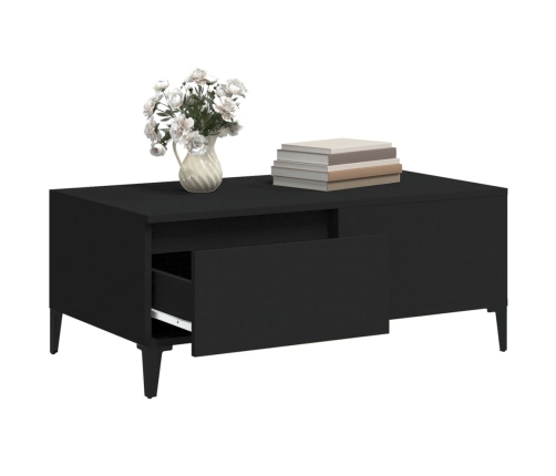 Mesa de centro madera contrachapada negro 90x50x36,5 cm