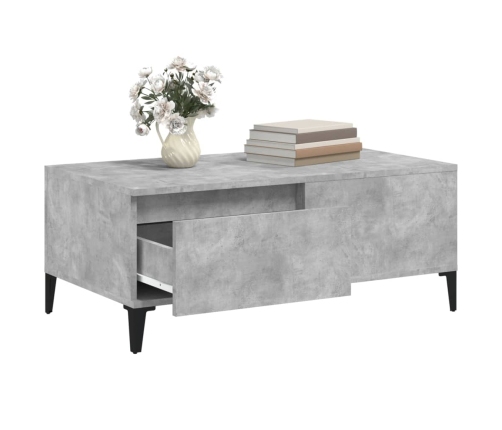 Mesa de centro madera contrachapada gris hormigón 90x50x36,5 cm