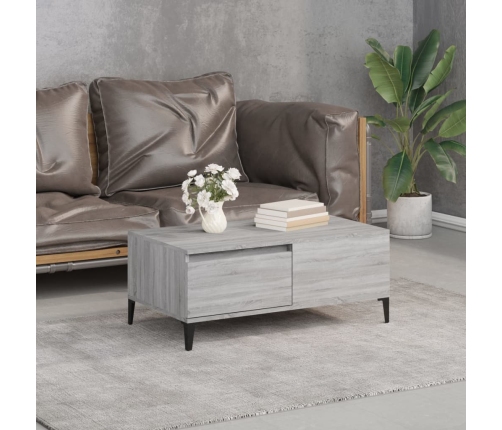 Mesa de centro madera contrachapada gris Sonoma 90x50x36,5 cm