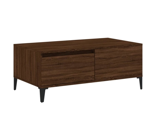 Mesa de centro madera contrachapada marrón roble 90x50x36,5 cm