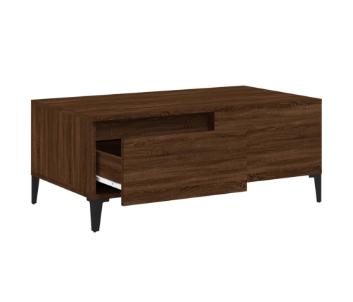 Mesa de centro madera contrachapada marrón roble 90x50x36,5 cm