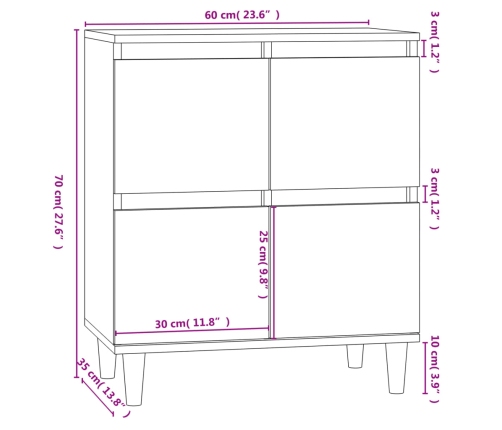 Aparador madera contrachapada color roble ahumado 60x35x70 cm