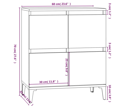 Aparador de madera contrachapada blanco 60x35x70 cm