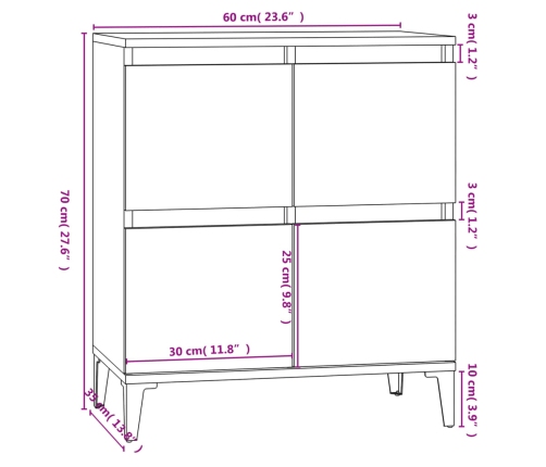 Aparador madera contrachapada color roble ahumado 60x35x70 cm