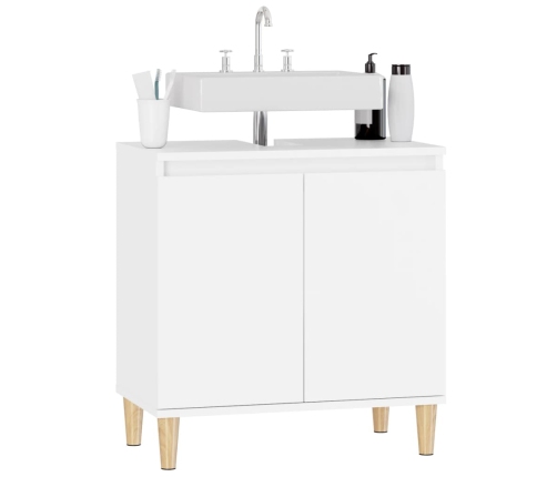 Armario para lavabo madera contrachapada blanco 58x33x60 cm