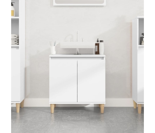 Armario para lavabo madera contrachapada blanco 58x33x60 cm