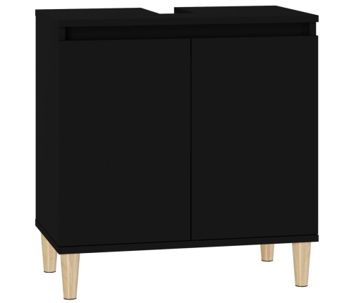 Armario para lavabo madera contrachapada negro 58x33x60 cm