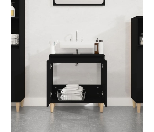 Armario para lavabo madera contrachapada negro 58x33x60 cm