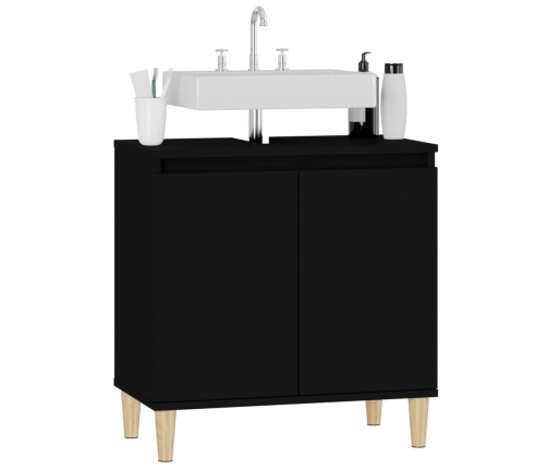 Armario para lavabo madera contrachapada negro 58x33x60 cm