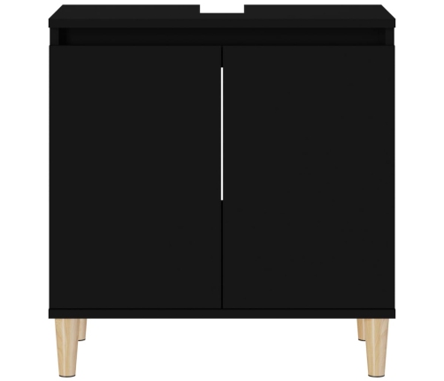 Armario para lavabo madera contrachapada negro 58x33x60 cm