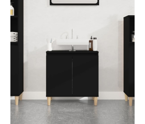 Armario para lavabo madera contrachapada negro 58x33x60 cm