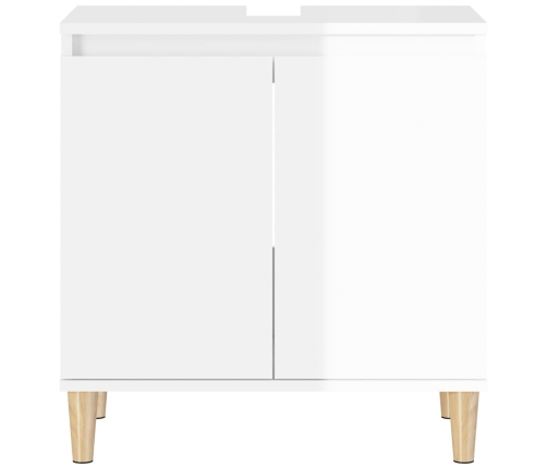 Armario de lavabo madera contrachapada blanco brillo 58x33x60cm