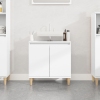 Armario de lavabo madera contrachapada blanco brillo 58x33x60cm