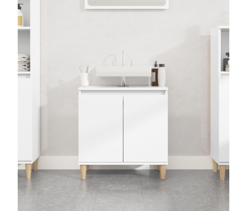 Armario de lavabo madera contrachapada blanco brillo 58x33x60cm