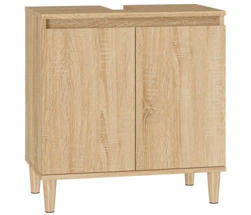 Armario de lavabo madera contrachapada roble Sonoma 58x33x60 cm