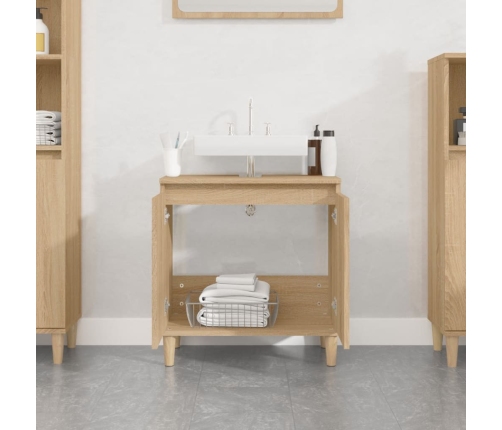 Armario de lavabo madera contrachapada roble Sonoma 58x33x60 cm