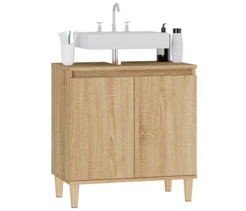 Armario de lavabo madera contrachapada roble Sonoma 58x33x60 cm