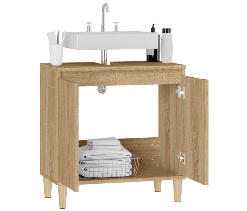 Armario de lavabo madera contrachapada roble Sonoma 58x33x60 cm