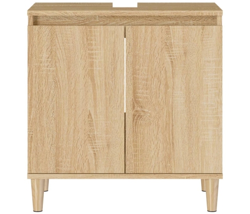 Armario de lavabo madera contrachapada roble Sonoma 58x33x60 cm