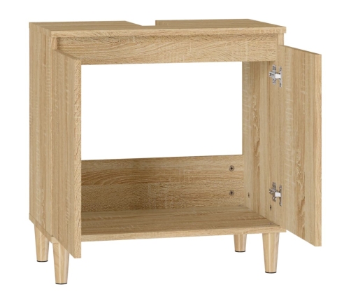 Armario de lavabo madera contrachapada roble Sonoma 58x33x60 cm