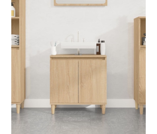 Armario de lavabo madera contrachapada roble Sonoma 58x33x60 cm