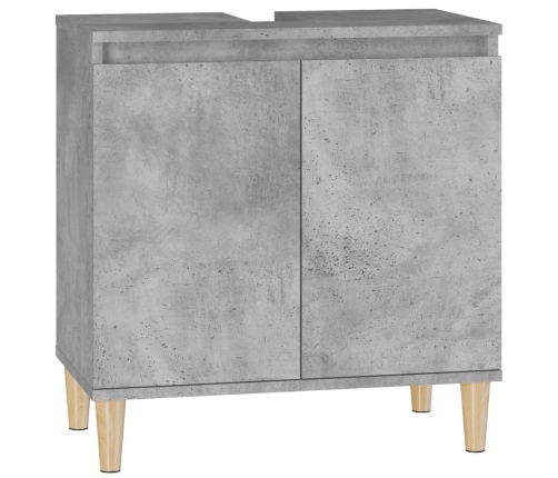 Armario de lavabo madera contrachapada gris hormigón 58x33x60cm