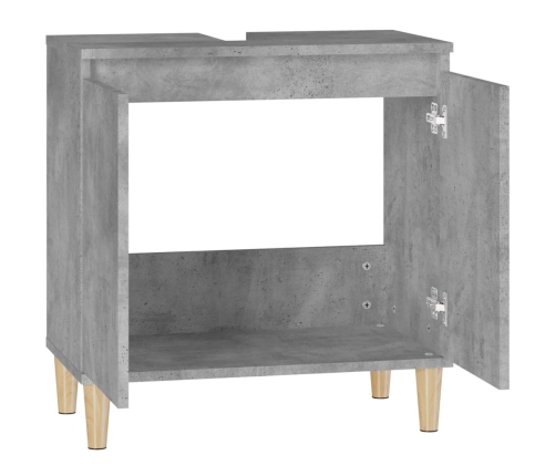 Armario de lavabo madera contrachapada gris hormigón 58x33x60cm