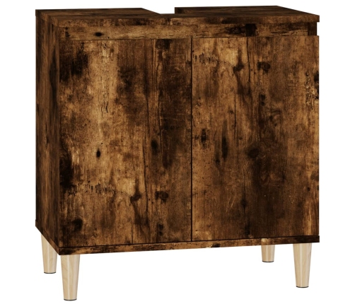 Armario de lavabo madera contrachapada roble ahumado 58x33x60cm