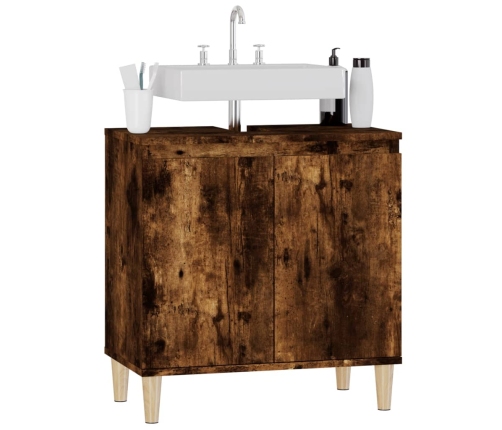 Armario de lavabo madera contrachapada roble ahumado 58x33x60cm