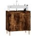 Armario de lavabo madera contrachapada roble ahumado 58x33x60cm