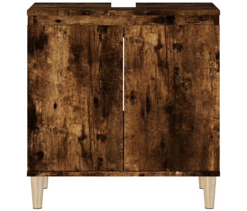 Armario de lavabo madera contrachapada roble ahumado 58x33x60cm