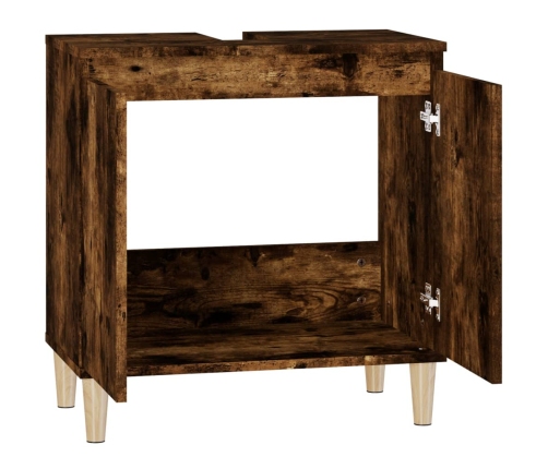 Armario de lavabo madera contrachapada roble ahumado 58x33x60cm