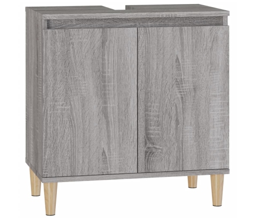 Armario de lavabo madera contrachapada gris Sonoma 58x33x60 cm