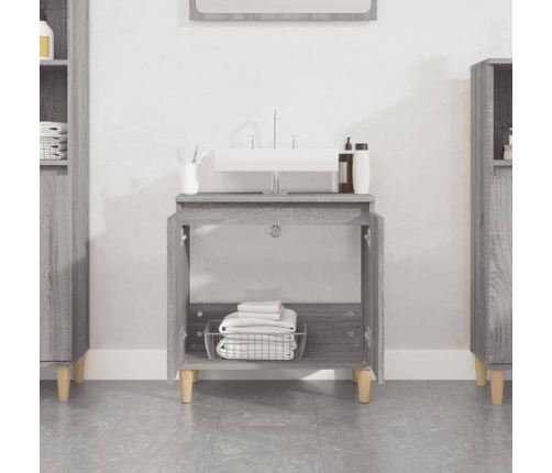 Armario de lavabo madera contrachapada gris Sonoma 58x33x60 cm