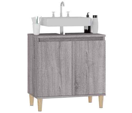 Armario de lavabo madera contrachapada gris Sonoma 58x33x60 cm