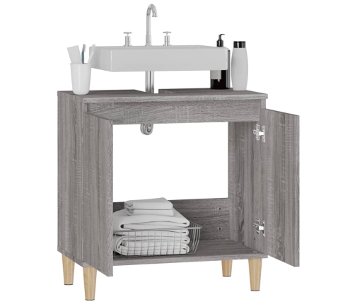 Armario de lavabo madera contrachapada gris Sonoma 58x33x60 cm