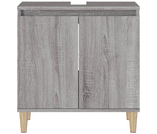 Armario de lavabo madera contrachapada gris Sonoma 58x33x60 cm