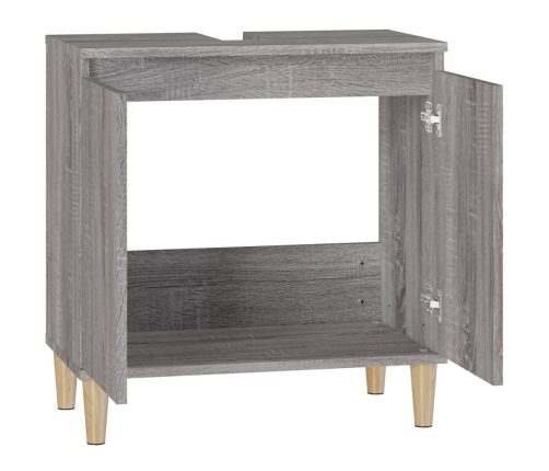 Armario de lavabo madera contrachapada gris Sonoma 58x33x60 cm