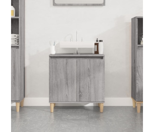 Armario de lavabo madera contrachapada gris Sonoma 58x33x60 cm