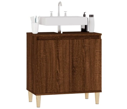 Armario de lavabo madera contrachapada roble marrón 58x33x60 cm