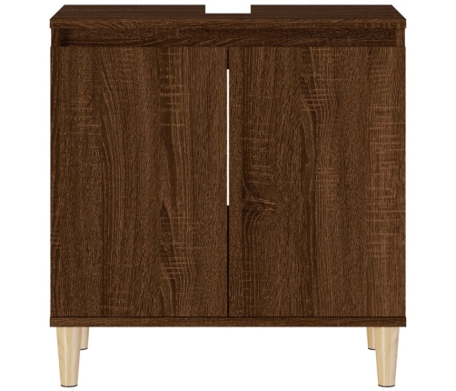 Armario de lavabo madera contrachapada roble marrón 58x33x60 cm