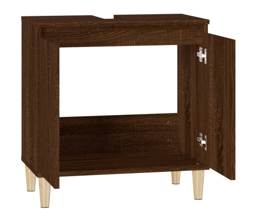 Armario de lavabo madera contrachapada roble marrón 58x33x60 cm