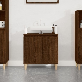 Armario de lavabo madera contrachapada roble marrón 58x33x60 cm