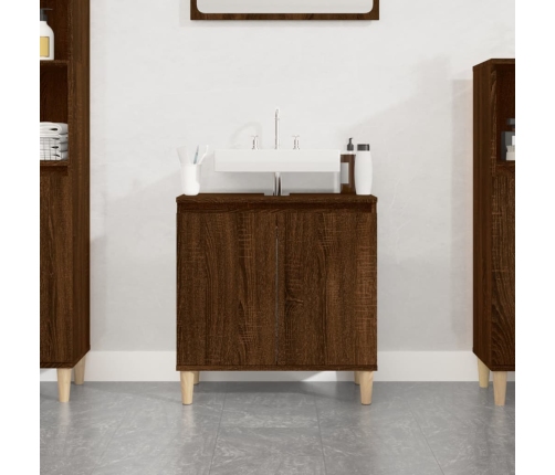 Armario de lavabo madera contrachapada roble marrón 58x33x60 cm