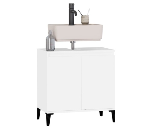 Armario para lavabo madera contrachapada blanco 58x33x60 cm